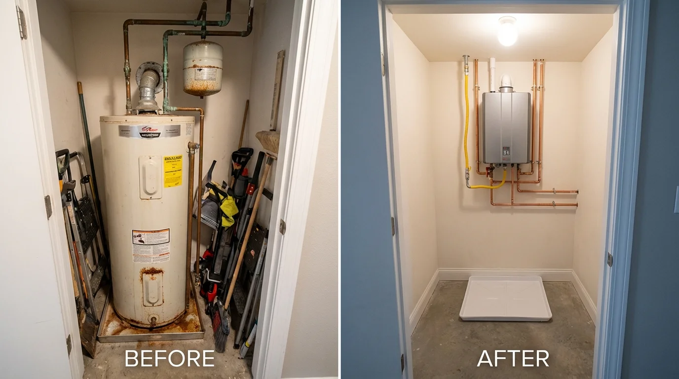 Tank water heater versus wall-mounted tankless unit comparison for Taylor, AZ homeowners